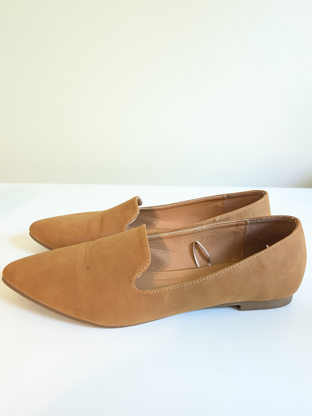 Tan Pointed Slip-On Loafers for Women Size 9